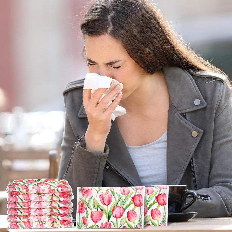 PerKoop 100 Pack Pocket Tissues Travel Slim Packs Small Facial Tissues Wallet Size Toilet Paper for Travel Guest Wedding Supplies, 4 Styles (Tulip) - Image 5